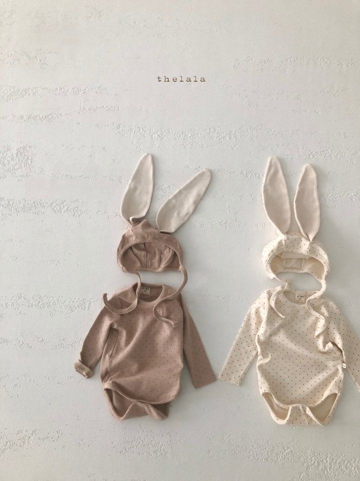 LALA - Korean Children Fashion - #Kfashion4kids - Dot Bunny Bodysuit with Bonnet - 7