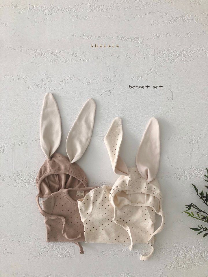 LALA - Korean Children Fashion - #Kfashion4kids - Dot Bunny Bodysuit with Bonnet - 9