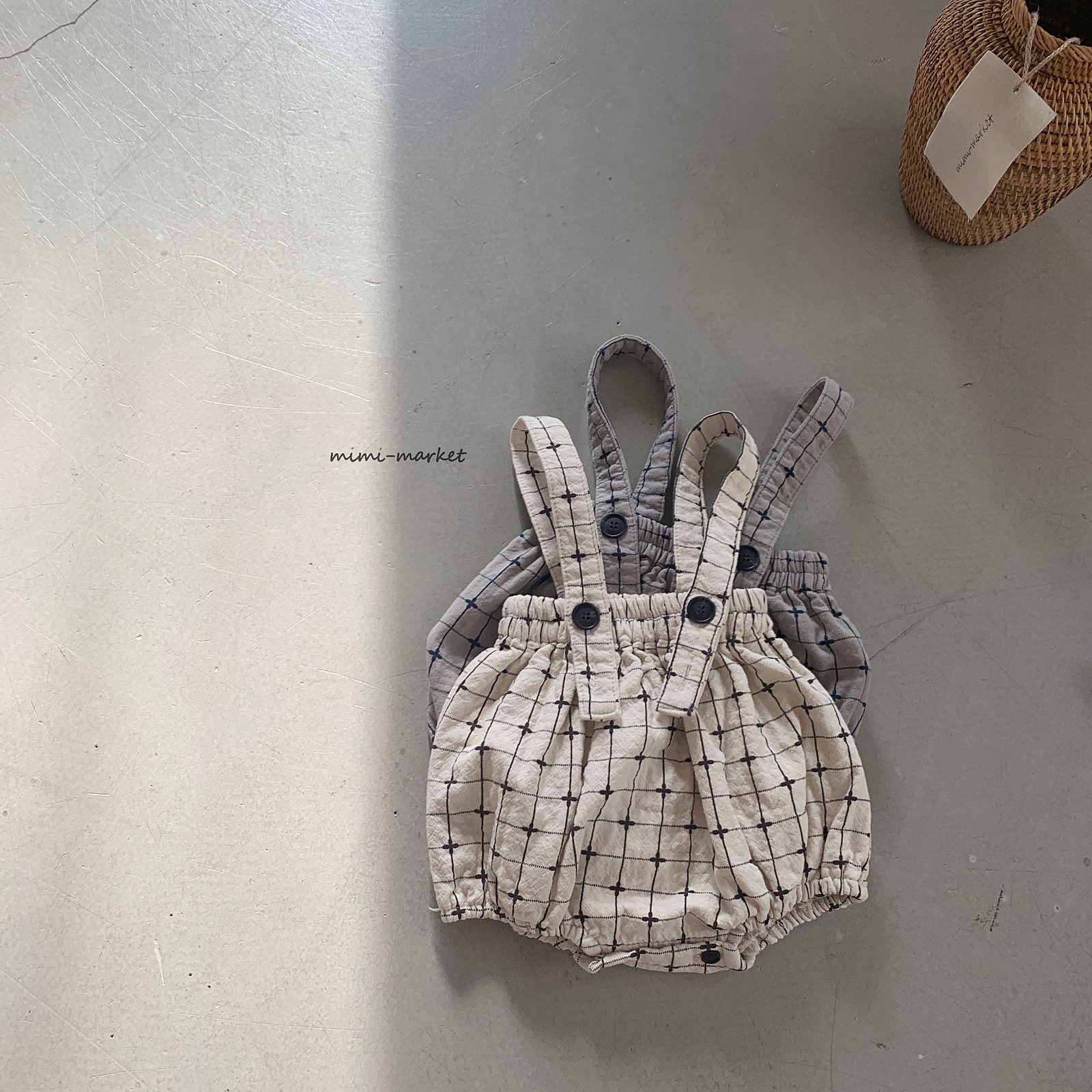MIMI MARKET - Korean Children Fashion - #Kfashion4kids - Check Flower Suspender Bloomer - 12