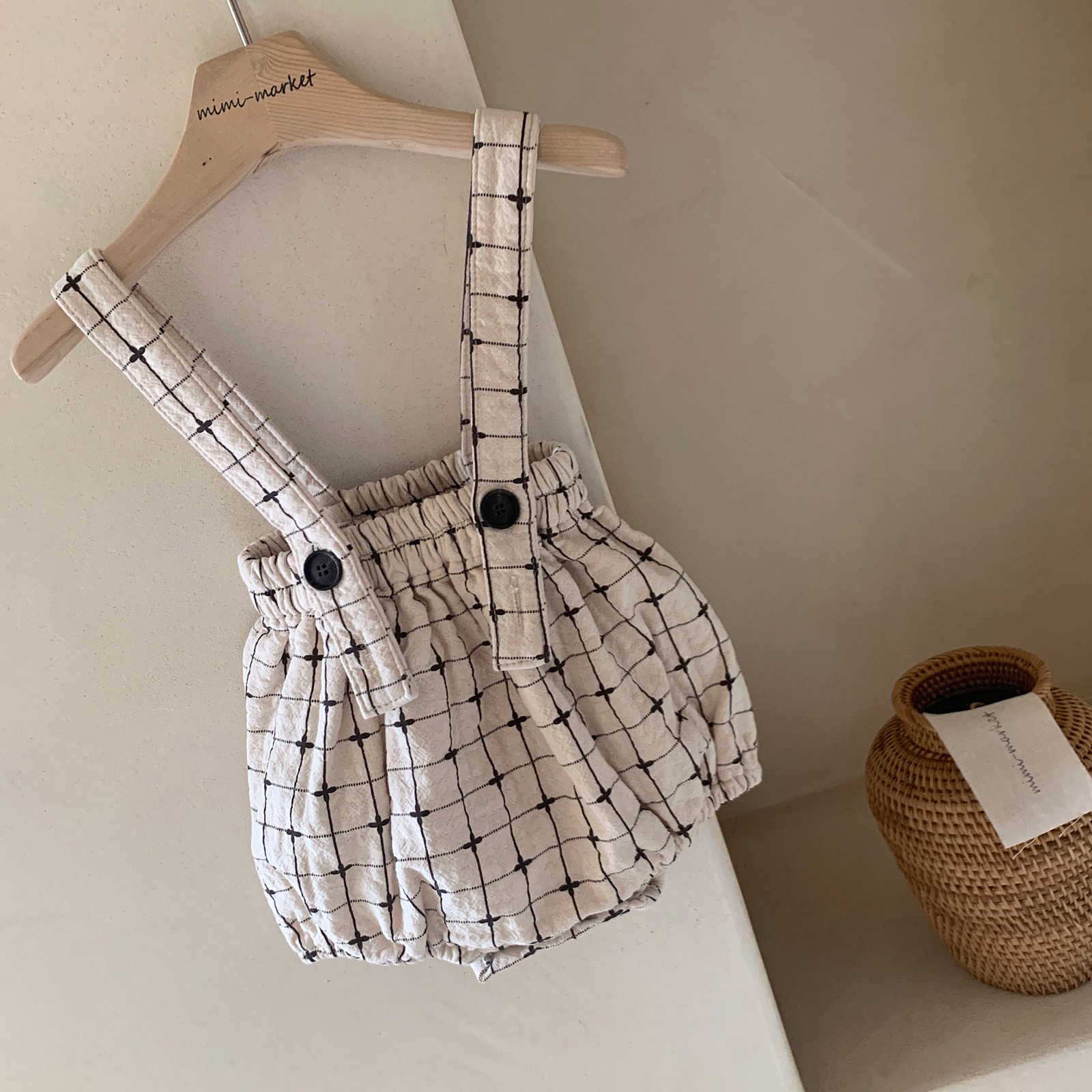 MIMI MARKET - Korean Children Fashion - #Kfashion4kids - Check Flower Suspender Bloomer - 9