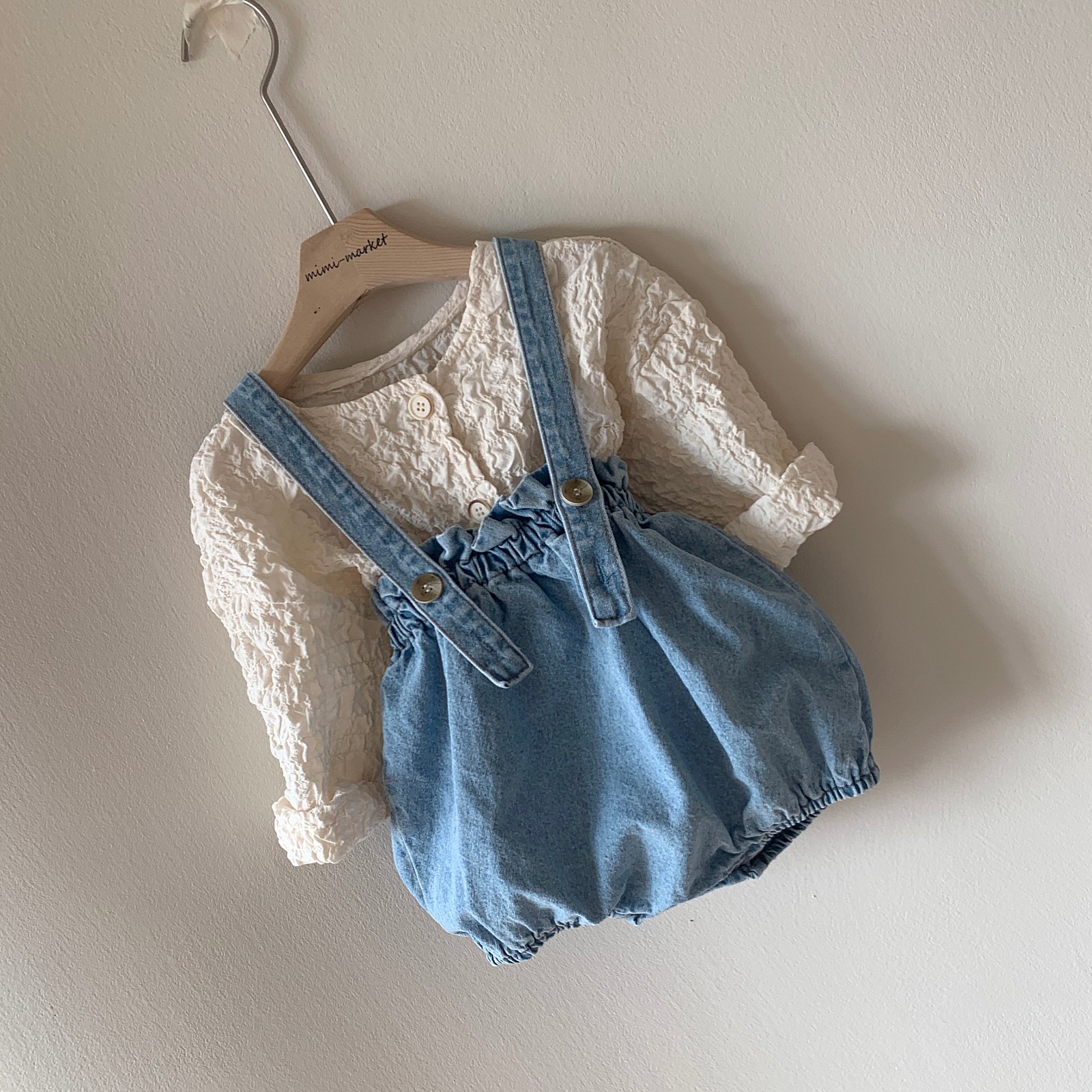 MIMI MARKET - Korean Children Fashion - #Kfashion4kids - Denim Pot Suspender Bloomer - 6
