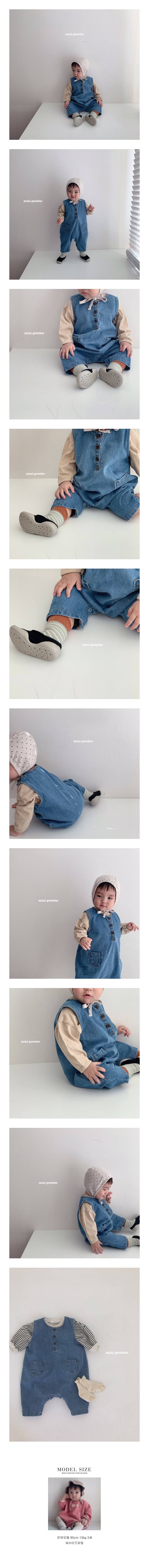 MINI POWDER - Korean Children Fashion - #Kfashion4kids - Denim Suspender Bodysuit