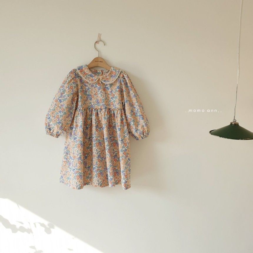MOMO ANN - Korean Children Fashion - #Kfashion4kids - Collar Flower One-piece