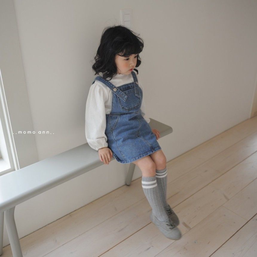 MOMO ANN - Korean Children Fashion - #Kfashion4kids - Denim Suspender One-piece