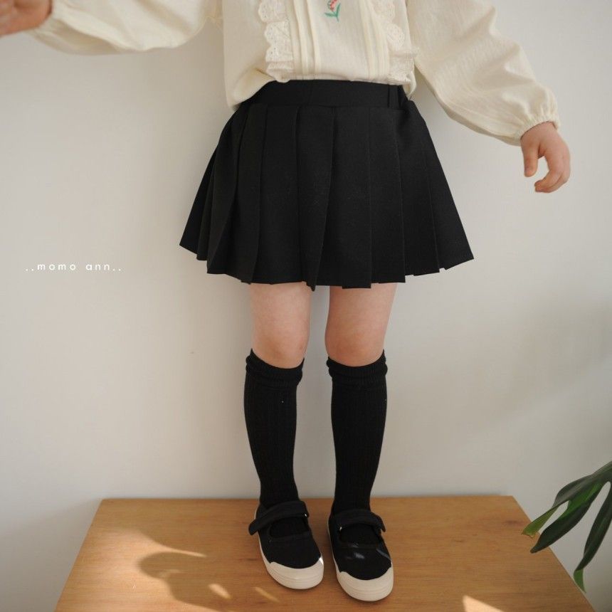 MOMO ANN - Korean Children Fashion - #Kfashion4kids - Black Pleats Skirt Pants