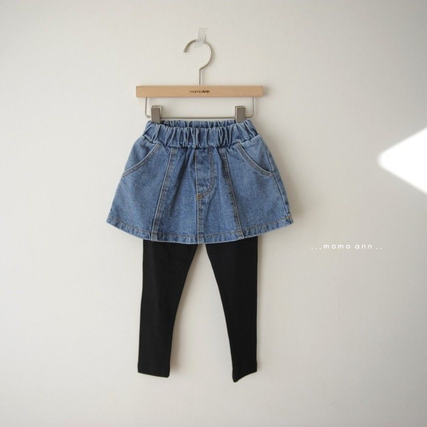 MOMO ANN - Korean Children Fashion - #Kfashion4kids - Mini Denim Skirt Leggings