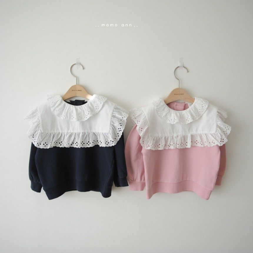 MOMO ANN - Korean Children Fashion - #Kfashion4kids - Double Lace Collar Sweatshirt