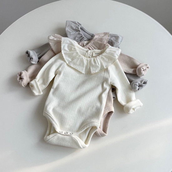 MONBEBE - Korean Children Fashion - #Kfashion4kids - Jacquard Frill Bodysuit