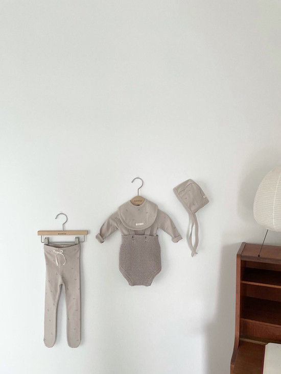 MONBEBE - Korean Children Fashion - #Kfashion4kids - Pastel Cherry Romper with Bib & Bonnet - 9