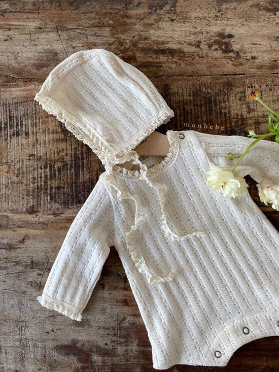 MONBEBE - Korean Children Fashion - #Kfashion4kids - Croiffle Bodysuit with Bonnet - 10