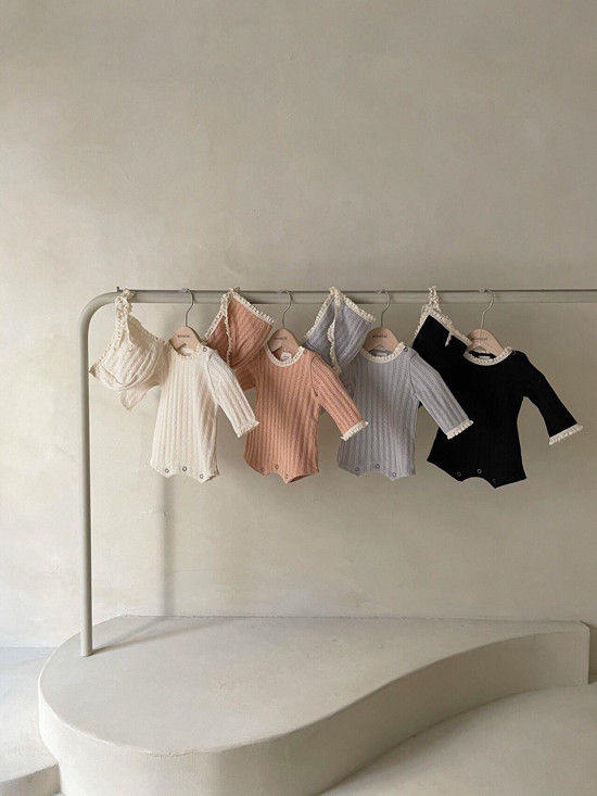 MONBEBE - Korean Children Fashion - #Kfashion4kids - Croiffle Bodysuit with Bonnet - 7