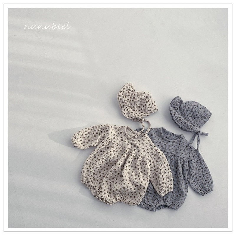 NUNUBIEL - Korean Children Fashion - #Kfashion4kids - Mini Flower Romper with Bonnet