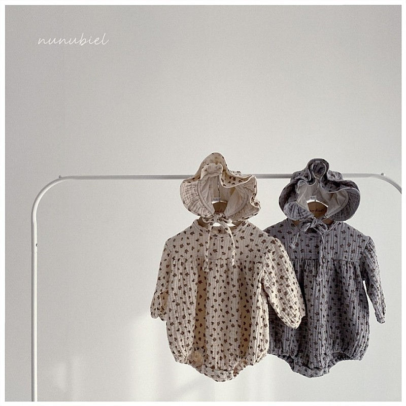 NUNUBIEL - Korean Children Fashion - #Kfashion4kids - Mini Flower Romper with Bonnet - 6