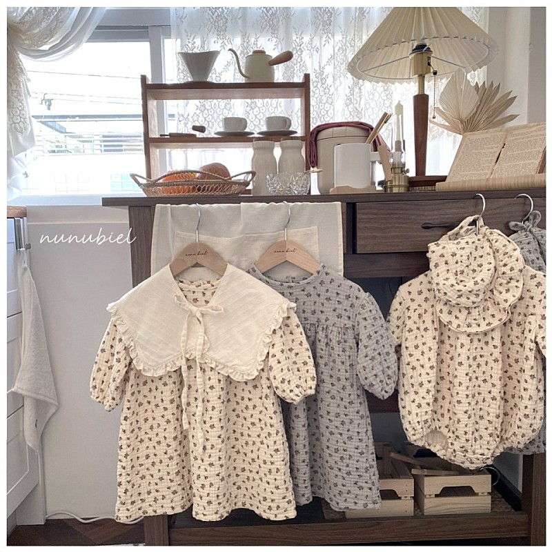 NUNUBIEL - Korean Children Fashion - #Kfashion4kids - Mini Flower Romper with Bonnet - 7