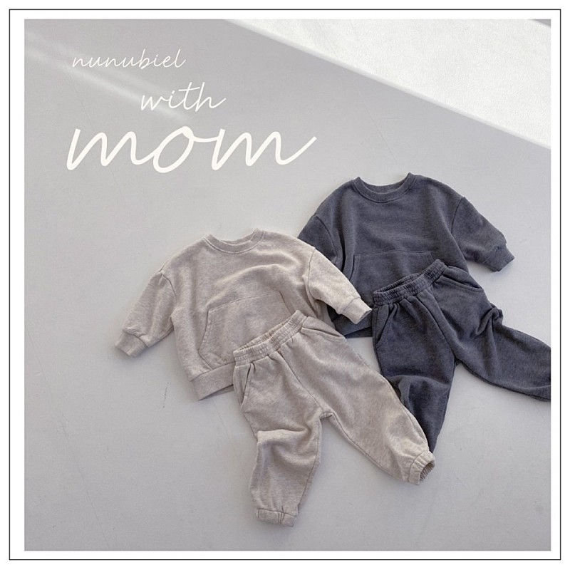 NUNUBIEL - Korean Children Fashion - #Kfashion4kids - Soft Sweatshirt Jogger Pants Set with Mom