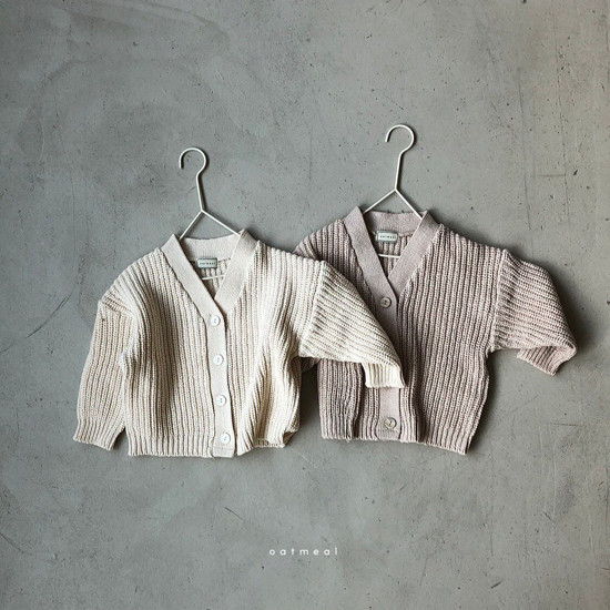 OATMEAL - Korean Children Fashion - #Kfashion4kids - Mono Cotton Cardigan - 2