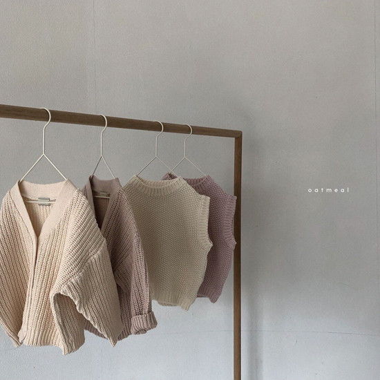 OATMEAL - Korean Children Fashion - #Kfashion4kids - Mono Cotton Cardigan - 3