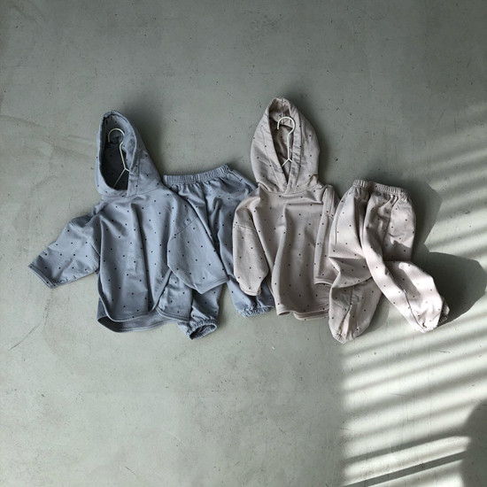OATMEAL - Korean Children Fashion - #Kfashion4kids - Ivy Dot Hoody Top Bottom Set - 2
