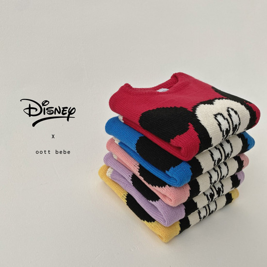 OOTT BEBE - Korean Children Fashion - #Kfashion4kids - Mickey Round Knit Pullover with Mom