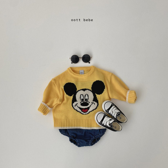 OOTT BEBE - Korean Children Fashion - #Kfashion4kids - Mickey Round Knit Pullover with Mom - 2