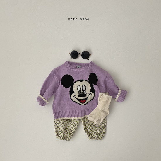 OOTT BEBE - Korean Children Fashion - #Kfashion4kids - Mickey Round Knit Pullover with Mom - 3