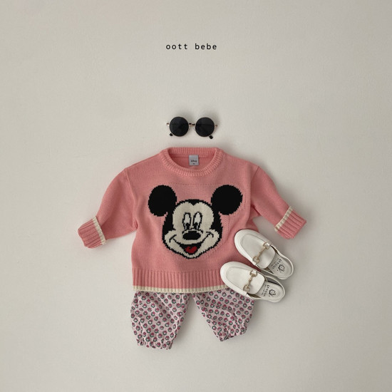 OOTT BEBE - Korean Children Fashion - #Kfashion4kids - Mickey Round Knit Pullover with Mom - 4