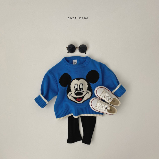 OOTT BEBE - Korean Children Fashion - #Kfashion4kids - Mickey Round Knit Pullover with Mom - 5