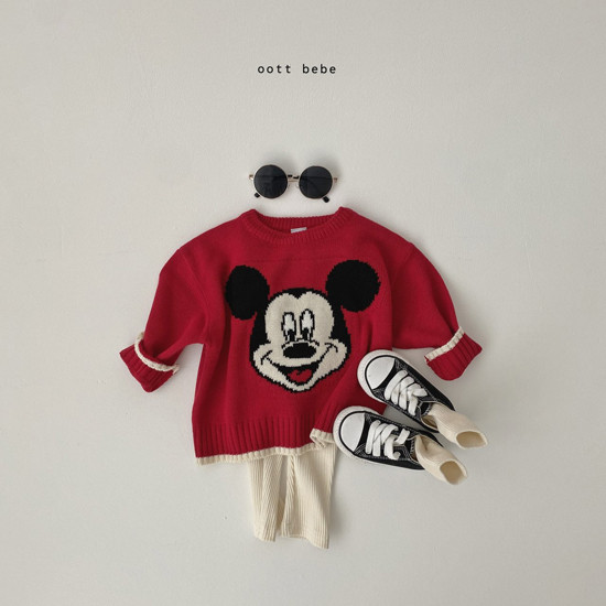 OOTT BEBE - Korean Children Fashion - #Kfashion4kids - Mickey Round Knit Pullover with Mom - 6