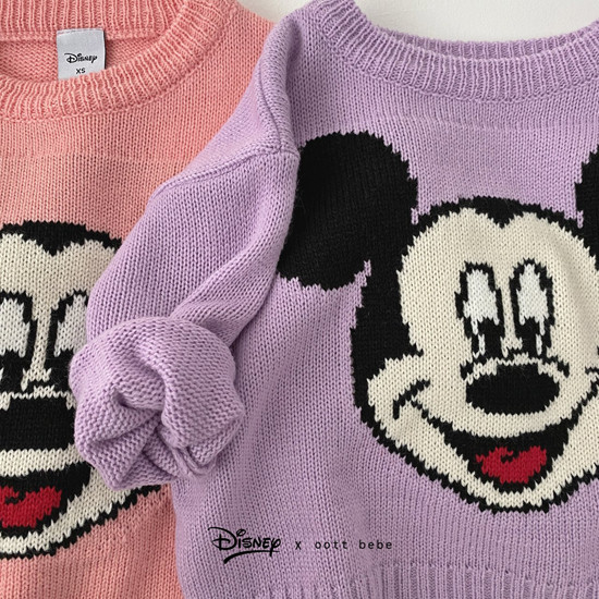 OOTT BEBE - Korean Children Fashion - #Kfashion4kids - Mickey Round Knit Pullover with Mom - 8