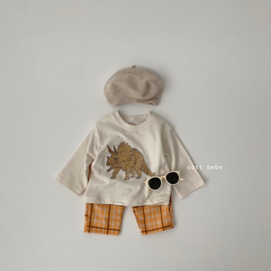 OOTT BEBE - Korean Children Fashion - #Kfashion4kids - Spring Dino Top Bottom Set - 4
