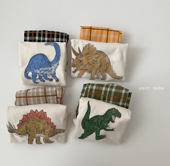 OOTT BEBE - Korean Children Fashion - #Kfashion4kids - Spring Dino Top Bottom Set - 7