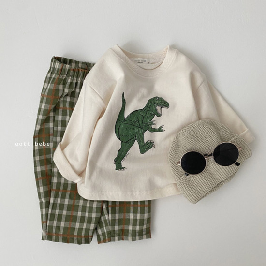OOTT BEBE - Korean Children Fashion - #Kfashion4kids - Spring Dino Top Bottom Set - 9