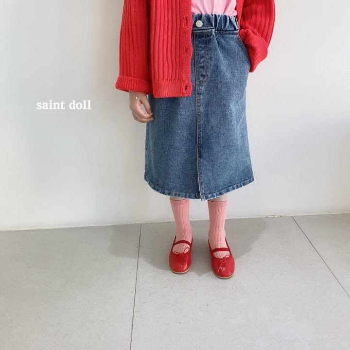 SAINT DOLL - Korean Children Fashion - #Kfashion4kids - Front Slit Denim Skirt