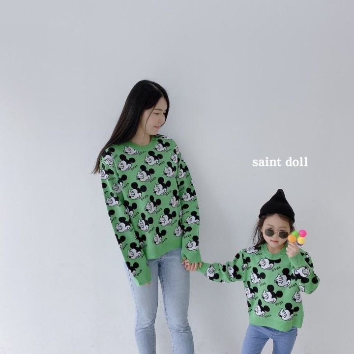 SAINT DOLL - Korean Children Fashion - #Kfashion4kids - Haha Mickey Knit Pullover with Mom