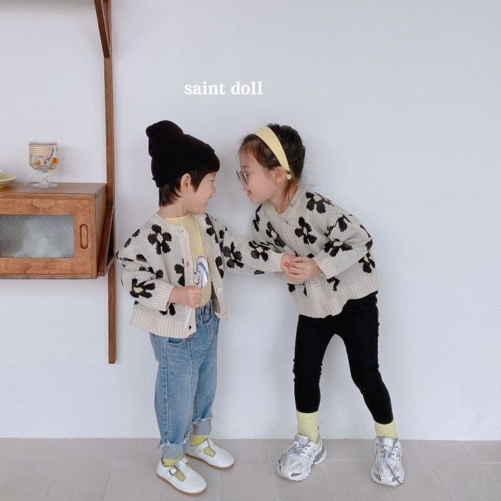 SAINT DOLL - Korean Children Fashion - #Kfashion4kids - Flower Knit Cardigan