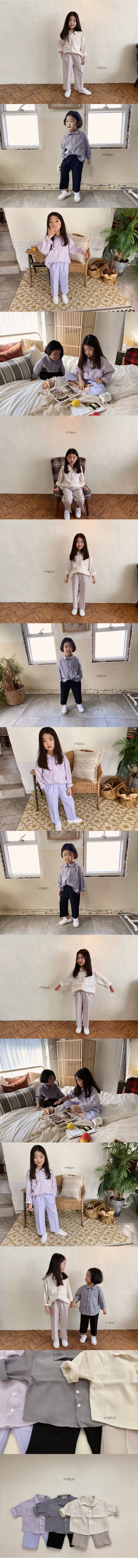 SOYBEAN - Korean Children Fashion - #Kfashion4kids - Stripe Chic Shirt Pants Set - 2