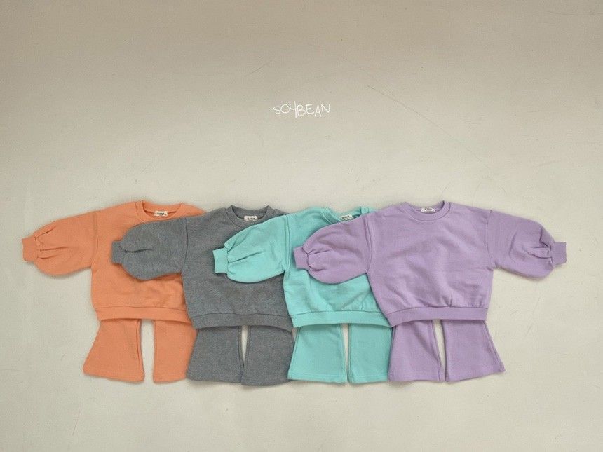 SOYBEAN - Korean Children Fashion - #Kfashion4kids - Puff Bootscut Top bottom Set