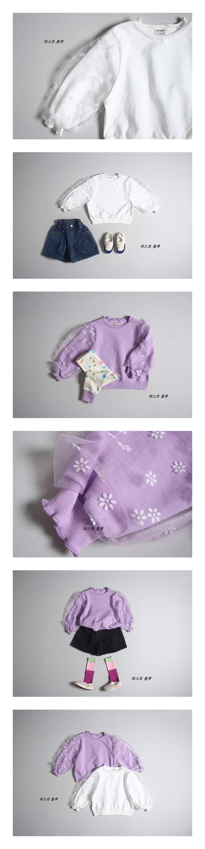 1ST BLUE - Korean Children Fashion - #Kfashion4kids - Lace Puff Tee