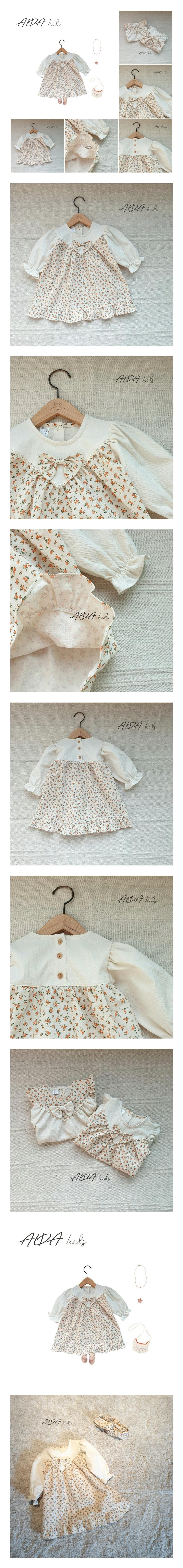 AIDA - Korean Children Fashion - #Kfashion4kids - Orange Flower One-piece