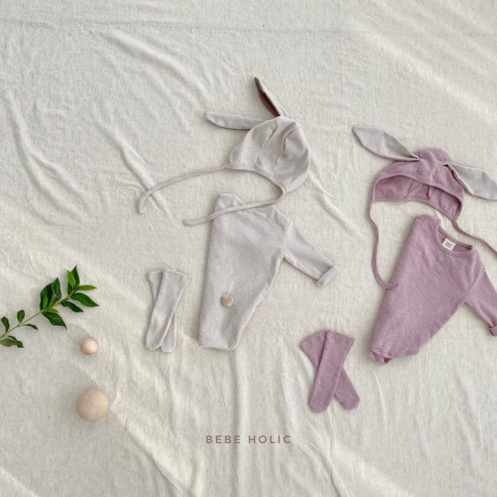 BEBE HOLIC - Korean Children Fashion - #Kfashion4kids - Rabbit Bodysuit with Bonnet & Socks - 2