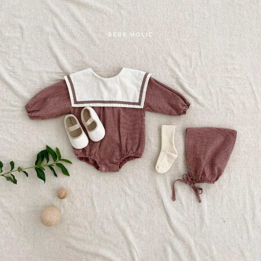BEBE HOLIC - Korean Children Fashion - #Kfashion4kids - Candy Check Bodysuit with Bonnet