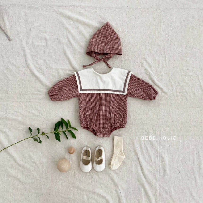 BEBE HOLIC - Korean Children Fashion - #Kfashion4kids - Candy Check Bodysuit with Bonnet - 2