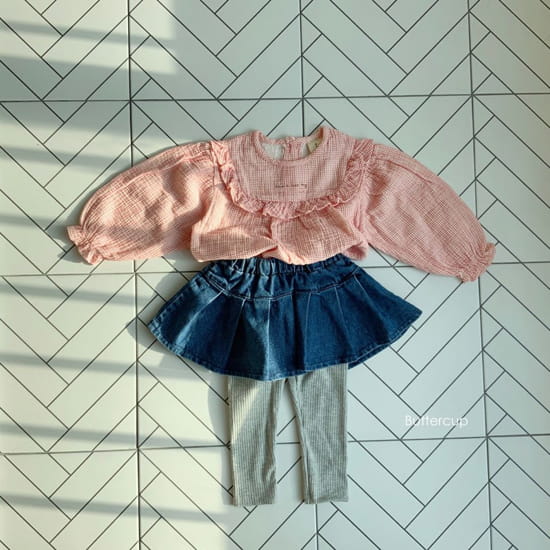 BUTTERCUP - Korean Children Fashion - #Kfashion4kids - Pleats Denim Skirt Leggings - 8