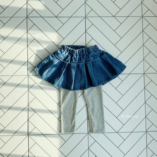 BUTTERCUP - Korean Children Fashion - #Kfashion4kids - Pleats Denim Skirt Leggings - 9