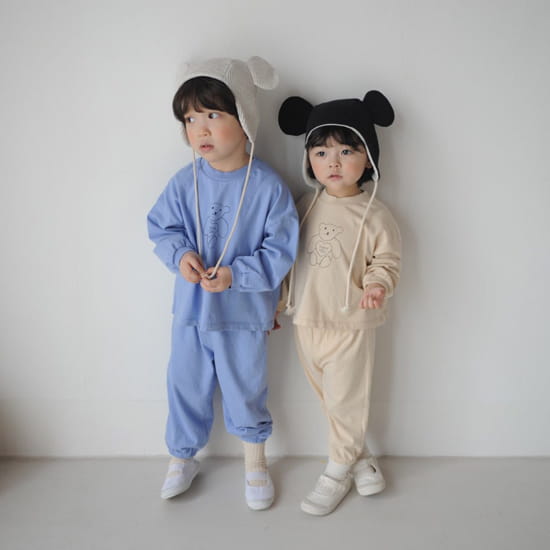 BUTTERCUP - Korean Children Fashion - #Kfashion4kids - Heart Bear Single Top Bottom Set