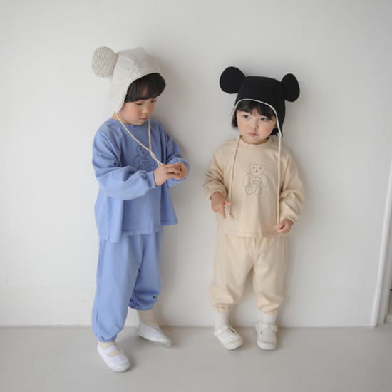 BUTTERCUP - Korean Children Fashion - #Kfashion4kids - Heart Bear Single Top Bottom Set - 3