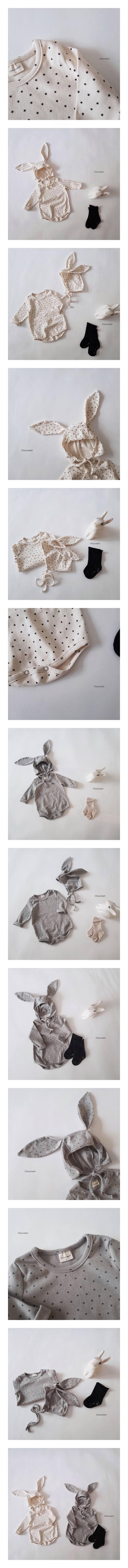 CHOUCREAM - Korean Children Fashion - #Kfashion4kids - Rabbit Bodysuit with Bonnet