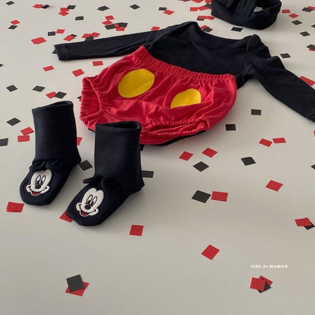 CIEL DE MAMAN - Korean Children Fashion - #Kfashion4kids - Baby Mickey Bodysuit with Bloomer, Shoes & Hairband