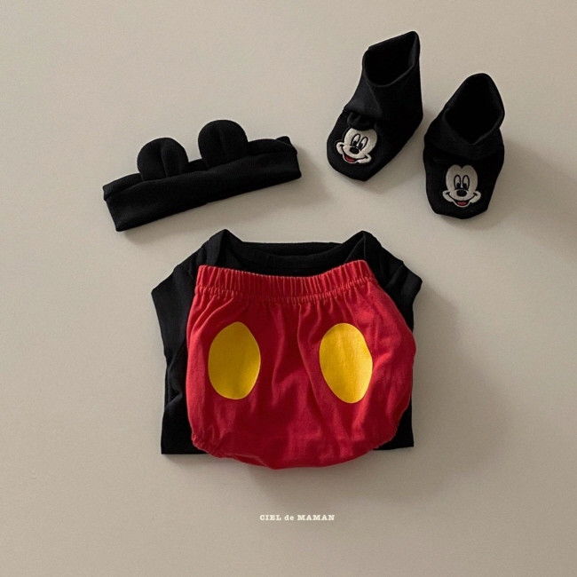CIEL DE MAMAN - Korean Children Fashion - #Kfashion4kids - Baby Mickey Bodysuit with Bloomer, Shoes & Hairband - 2