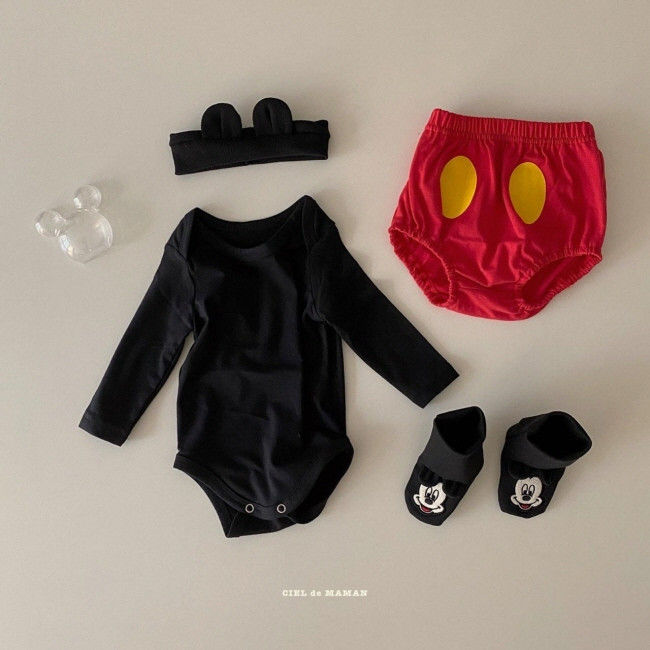 CIEL DE MAMAN - Korean Children Fashion - #Kfashion4kids - Baby Mickey Bodysuit with Bloomer, Shoes & Hairband - 3